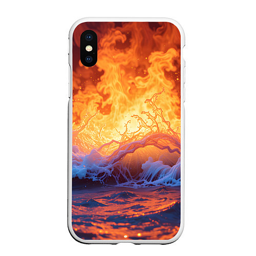 Чехол iPhone XS Max матовый Стихия огня и воды / 3D-Белый – фото 1