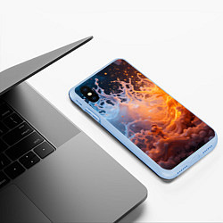 Чехол iPhone XS Max матовый Брызги воды и огня, цвет: 3D-голубой — фото 2