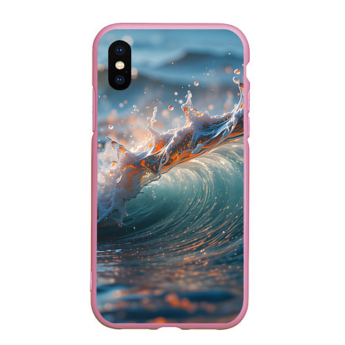 Чехол iPhone XS Max матовый Волна и блики солнца / 3D-Розовый – фото 1