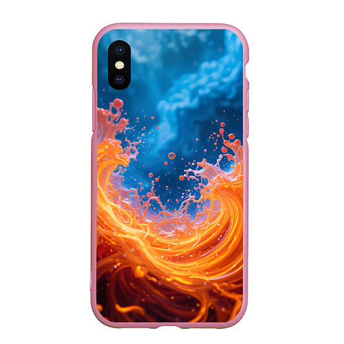 Чехол iPhone XS Max матовый Яркое пламя в воде / 3D-Розовый – фото 1