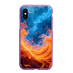 Чехол iPhone XS Max матовый Яркое пламя в воде, цвет: 3D-фиолетовый