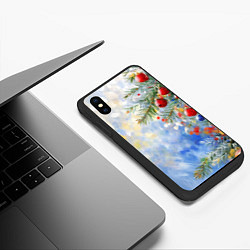 Чехол iPhone XS Max матовый Пейзаж новогодние игрушки и елка, цвет: 3D-черный — фото 2