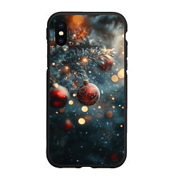 Чехол iPhone XS Max матовый Елочный игрушки и дневной свет, цвет: 3D-черный