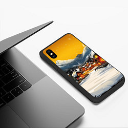 Чехол iPhone XS Max матовый Ламповый новый год - домики, цвет: 3D-черный — фото 2