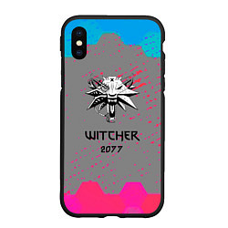 Чехол iPhone XS Max матовый Cyberpunk 2077 x ведьмак соты