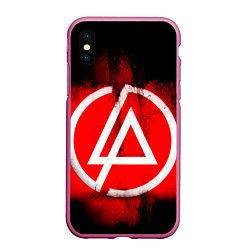 Чехол iPhone XS Max матовый Linkin Park: Red style, цвет: 3D-малиновый