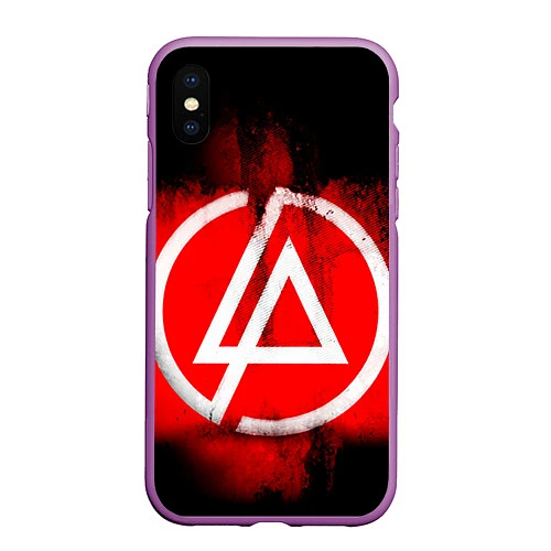 Чехол iPhone XS Max матовый Linkin Park: Red style / 3D-Фиолетовый – фото 1
