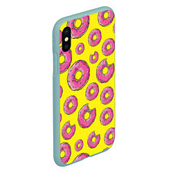 Чехол iPhone XS Max матовый Пончики Гомера, цвет: 3D-мятный — фото 2