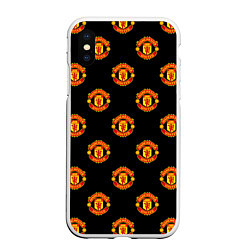 Чехол iPhone XS Max матовый Manchester United Pattern, цвет: 3D-белый