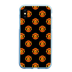 Чехол iPhone XS Max матовый Manchester United Pattern, цвет: 3D-голубой