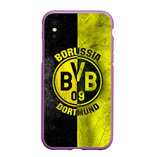 Чехол iPhone XS Max матовый Borussia Dortmund / 3D-Фиолетовый – фото 1