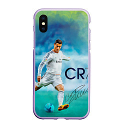 Чехол iPhone XS Max матовый CR Ronaldo, цвет: 3D-светло-сиреневый