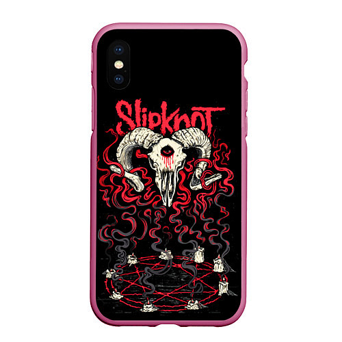 Чехол iPhone XS Max матовый Slipknot / 3D-Малиновый – фото 1