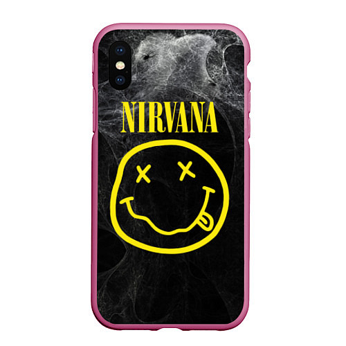 Чехол iPhone XS Max матовый Nirvana Smoke / 3D-Малиновый – фото 1