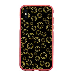 Чехол iPhone XS Max матовый Nirvana Pattern, цвет: 3D-красный