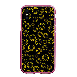 Чехол iPhone XS Max матовый Nirvana Pattern, цвет: 3D-малиновый