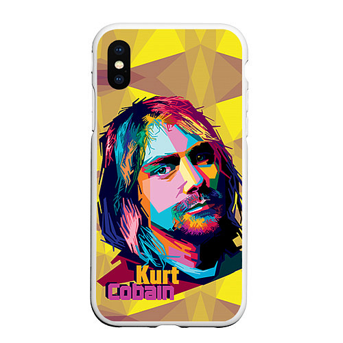 Чехол iPhone XS Max матовый Kurt Cobain: Abstraction / 3D-Белый – фото 1