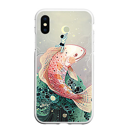 Чехол iPhone XS Max матовый Рыба / 3D-Белый – фото 1