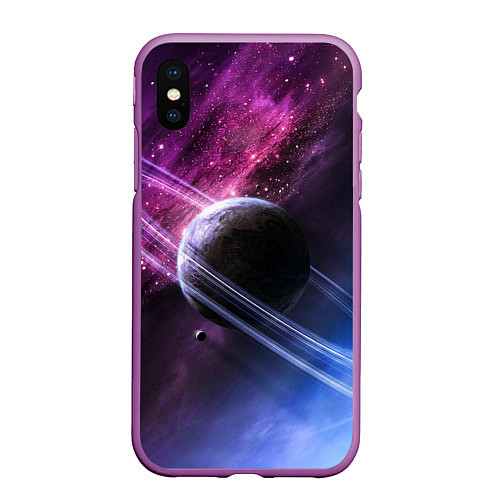 Чехол iPhone XS Max матовый Космос / 3D-Фиолетовый – фото 1