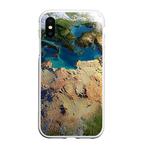 Чехол iPhone XS Max матовый Земля / 3D-Белый – фото 1