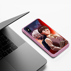 Чехол iPhone XS Max матовый Токийский Гуль, цвет: 3D-розовый — фото 2