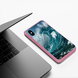 Чехол iPhone XS Max матовый Волна, цвет: 3D-малиновый — фото 2