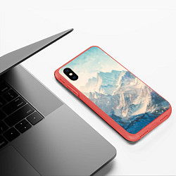 Чехол iPhone XS Max матовый Горы, цвет: 3D-красный — фото 2