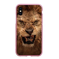Чехол iPhone XS Max матовый Взгляд льва, цвет: 3D-розовый