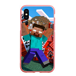 Чехол iPhone XS Max матовый Minecraft Man, цвет: 3D-баблгам