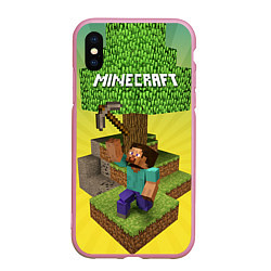 Чехол iPhone XS Max матовый Minecraft Tree, цвет: 3D-розовый