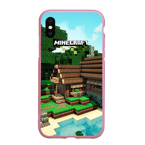 Чехол iPhone XS Max матовый Minecraft House / 3D-Розовый – фото 1