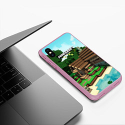 Чехол iPhone XS Max матовый Minecraft House, цвет: 3D-розовый — фото 2