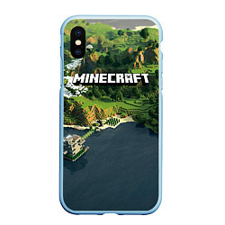 Чехол iPhone XS Max матовый Minecraft Location, цвет: 3D-голубой