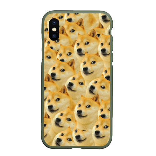 Чехол iPhone XS Max матовый Doge / 3D-Темно-зеленый – фото 1