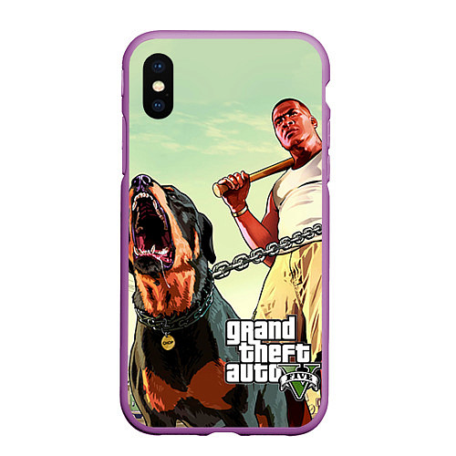 Чехол iPhone XS Max матовый GTA 5: Franklin Clinton / 3D-Фиолетовый – фото 1