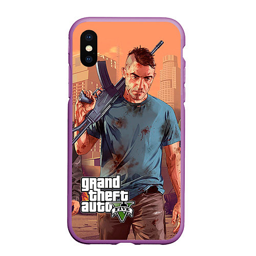 Чехол iPhone XS Max матовый GTA 5: Gangsta / 3D-Фиолетовый – фото 1