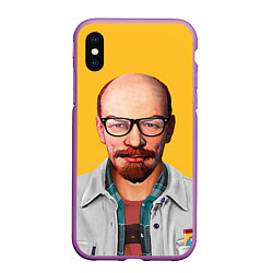 Чехол iPhone XS Max матовый Ленин хипстер, цвет: 3D-фиолетовый