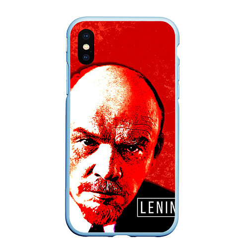 Чехол iPhone XS Max матовый Red Lenin / 3D-Голубой – фото 1