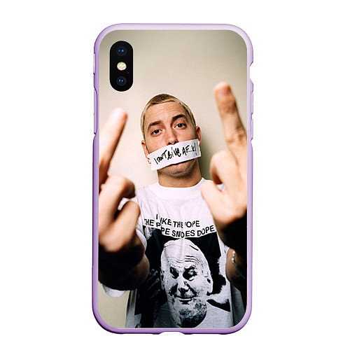 Чехол iPhone XS Max матовый Eminem: I am Rap / 3D-Сиреневый – фото 1