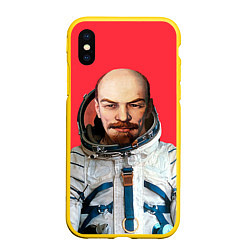 Чехол iPhone XS Max матовый Ленин космонавт, цвет: 3D-желтый