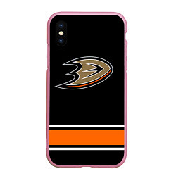 Чехол iPhone XS Max матовый Anaheim Ducks Selanne, цвет: 3D-розовый