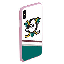 Чехол iPhone XS Max матовый Anaheim Ducks Selanne, цвет: 3D-розовый — фото 2