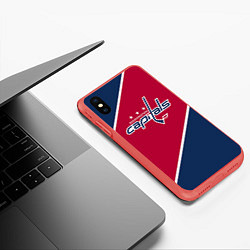 Чехол iPhone XS Max матовый Washington capitals, цвет: 3D-красный — фото 2