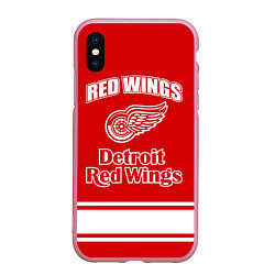 Чехол iPhone XS Max матовый Detroit red wings, цвет: 3D-розовый