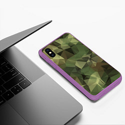 Чехол iPhone XS Max матовый Полигональный камуфляж, цвет: 3D-фиолетовый — фото 2