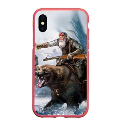 Чехол iPhone XS Max матовый Русский воин на медведе