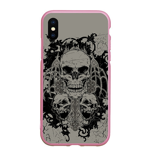 Чехол iPhone XS Max матовый Skulls / 3D-Розовый – фото 1