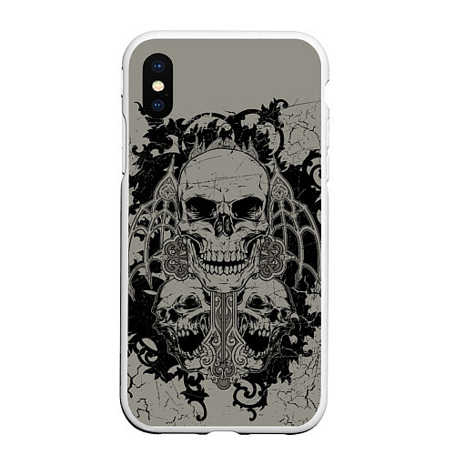 Чехол iPhone XS Max матовый Skulls / 3D-Белый – фото 1