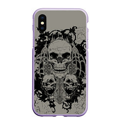 Чехол iPhone XS Max матовый Skulls, цвет: 3D-светло-сиреневый