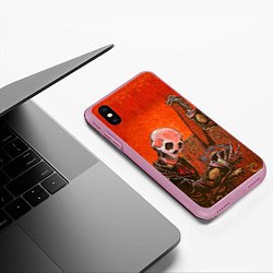 Чехол iPhone XS Max матовый Скелет с гитарой, цвет: 3D-розовый — фото 2